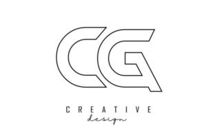 Umranden Sie das CG-Buchstaben-Logo mit einem minimalistischen Design. geometrisches Buchstabenlogo. vektor