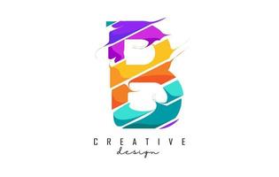 b-Brief-Logo mit kreativen Schnitten und leuchtenden Farben. vektor