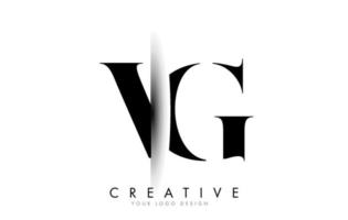 VG VG Brieflogo mit kreativem Schattenschnitt-Design. vektor