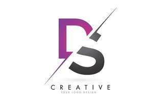 ds ds brief logo mit farbblockdesign und kreativem schnitt. vektor