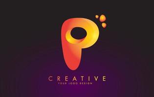p bokstav logotyp designmall med orange färger och prickar. vektor