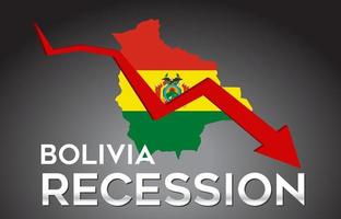 Karte von Bolivien Rezession Wirtschaftskrise kreatives Konzept mit wirtschaftlichem Absturzpfeil. vektor