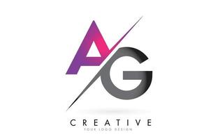 ag ag brief logo design mit kreativem schnitt. vektor