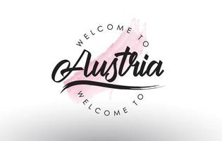 österreich willkommen zum text mit aquarell rosa pinselstrich vektor