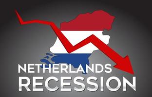 karta över nederländerna lågkonjunktur ekonomisk kris kreativt koncept med ekonomisk kraschpil. vektor