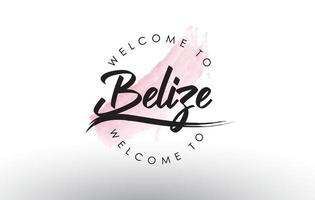 belize willkommen zum text mit aquarell rosa pinselstrich vektor