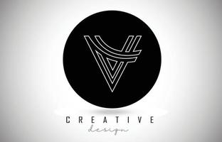 V-Brief-Logo-Monogramm-Vektor-Design. Kreatives V-Buchstaben-Symbol mit schwarzen Linien vektor