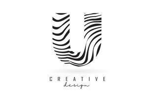 Schwarz-Weiß-Zebra-u-Brief-Logo-Design. vektor