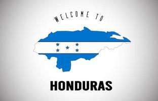 honduras välkommen till text och landsflagga inuti landgränskarta vektordesign. vektor