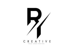 ri ri brief logo design mit einem kreativen schnitt. vektor