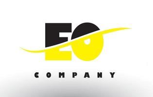 eo eo svart och gul bokstavslogotyp med swoosh. vektor