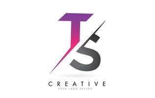 ts ts brieflogo mit Colorblock-Design und kreativem Schnitt. vektor