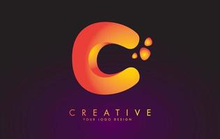 c-Brief-Logo-Design-Vorlage mit orangefarbenen Farben und Punkten. vektor