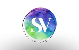 Aquarell SV SV Buchstaben Logo-Design mit blau-grün-violetten Farben. vektor