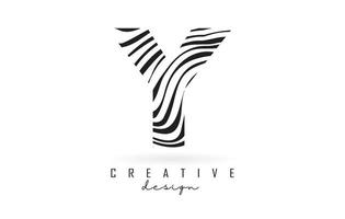 Schwarz-Weiß-Zebra-y-Brief-Logo-Design. vektor