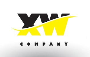 xw xw schwarz-gelbes Buchstabenlogo mit Swoosh. vektor