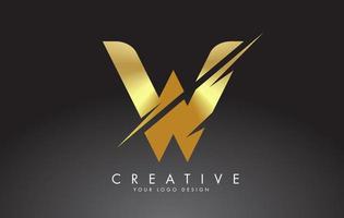 goldenes w-letter-logo-design mit kreativen schnitten. vektor