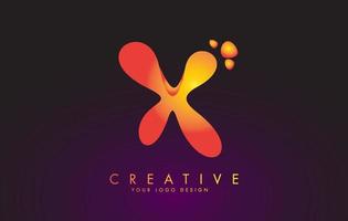 x-Brief-Logo-Design-Vorlage mit orangefarbenen Farben und Punkten. vektor