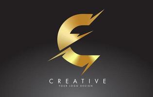 Goldenes E-Brief-Logo-Design mit kreativen Schnitten. vektor