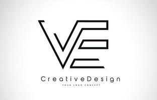 ve ve brief Logo-Design in schwarzen Farben. vektor