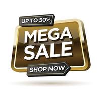 Mega Sale Banner mit schwarzem Gold für den Verkauf vektor