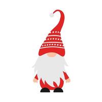 söt tecknad tomte för jul eller alla hjärtans dag isolerad på vitt. skandinavisk nordisk dvärgkaraktär. vektormall för affisch, gratulationskort, banderoll, t-shirt, etc vektor