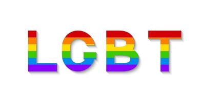 lgbt bunte schriftzug. Buchstaben in den Farben des Regenbogenhintergrundes. Konzept für Gay Pride und LGBTQ-Rechte. Symbol der Homosexualität. Stolztag oder -monatsvektorillustration. vektor