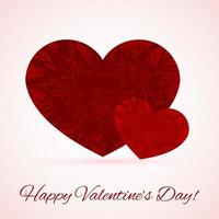 alla hjärtans dag gratulationskort med två röda grunge hjärtan. symbol för kärlek vektorillustration. lätt att redigera designmall. vektor