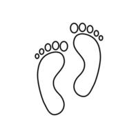 menschlicher Fußabdruck. zwei Abdrücke von nackten Füßen. schwarzer Umriss. Vektorsymbol isoliert auf weißem Hintergrund.