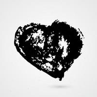 handgemaltes Herz auf weißem Hintergrund. Grunge-Form des Herzens. schwarzer strukturierter Pinselstrich. Valentinstag-Zeichen. Liebessymbol. leicht zu bearbeitendes Vektorelement des Designs. vektor