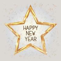 Frohes neues Jahr Banner mit glänzendem Goldstern. goldene Form der Sternvektorillustration. vektor
