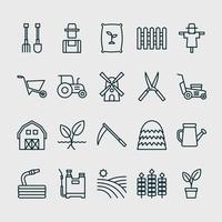 Landwirtschaft und Landwirtschaft Umriss-Icon-Set vektor