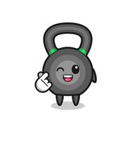 Kettlebell-Charakter, der koreanisches Fingerherz macht vektor