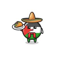 palestinska flaggan mexikansk kock maskot håller en taco vektor