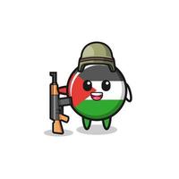 süßes Palästina-Flaggen-Maskottchen als Soldat vektor