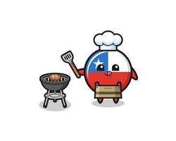 chile flag barbeque chef mit grill vektor