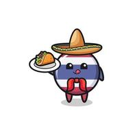 thailand flagga mexikansk kock maskot håller en taco vektor