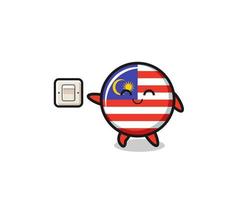 tecknade malaysiska flaggan släcker ljuset vektor