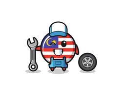 Der malaysische Flaggencharakter als mechanisches Maskottchen vektor