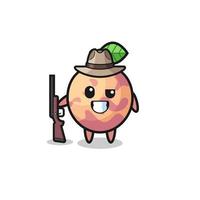 Pluot Fruit Hunter Maskottchen mit einer Waffe vektor