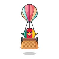 Kamerun-Flaggenmaskottchen, das einen Heißluftballon reitet vektor