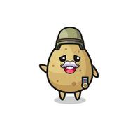 süße Kartoffel als Veteranen-Cartoon vektor