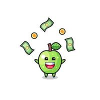 illustration av det gröna äpplet som fångar pengar som faller från himlen vektor