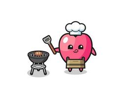 hjärta symbol grill kock med en grill vektor