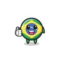 Brasilien Flagge Maskottchen macht Daumen hoch Geste vektor