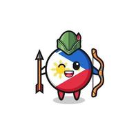 Filippinernas flagga tecknad som medeltida bågskytt maskot vektor