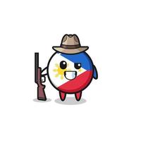 filippinska flaggan jägare maskot håller en pistol vektor
