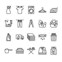 Wäsche Umriss Icon Set vektor