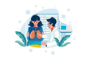 läkare diagnos lungor rapport illustration koncept. platt illustration isolerad på vit bakgrund. vektor