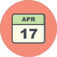 Datum des 17. Aprils an einem Tageskalender vektor